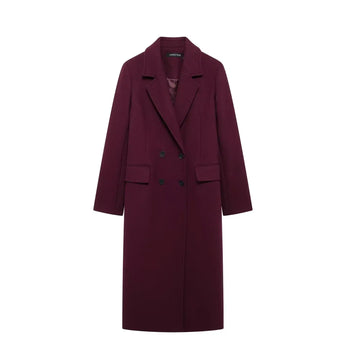 Trafza Burgundy Wool Coat