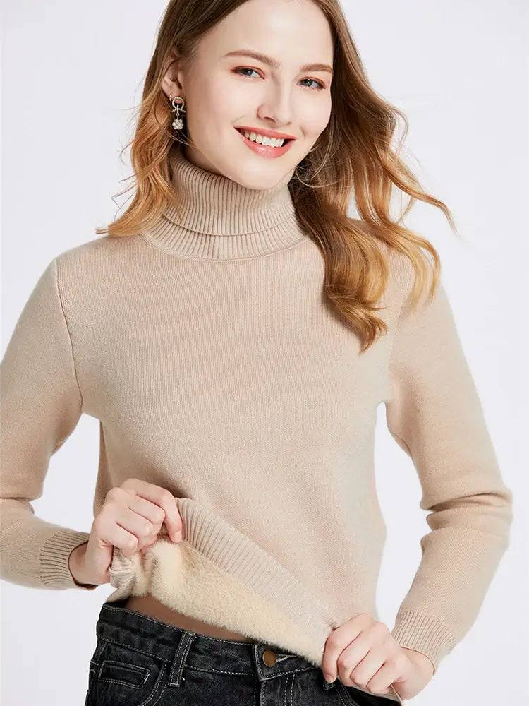 Women’s Thick Velvet Turtleneck Jumper