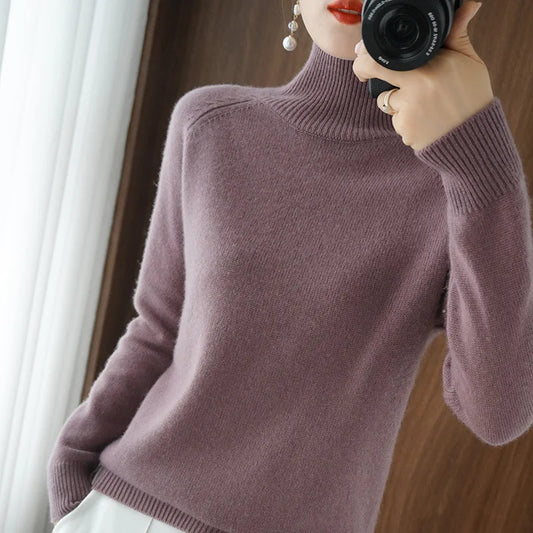 Casual Autumn Winter Women Sweaters Turtleneck Long Sleeve Thick Warm Pullovers Fashion Korean Knitwears Basic Jumpers 2025